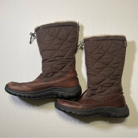 UGG WOMEN'S SIZE 7 SNOWPEAK VIBRAM SOLE EVENT WATERPROOF BOOTS BROWN PRE-OWNED. - Picture 2 of 13